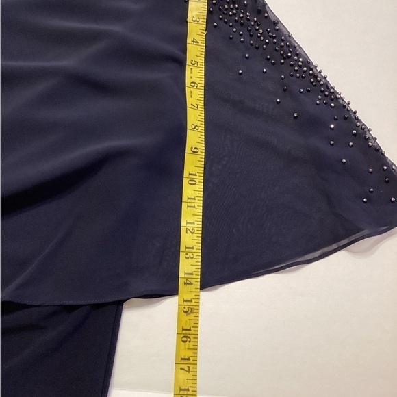 Xscape Navy Blue Beaded / Studded Cocktail Dress - Picture 8 of 13